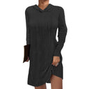 Textured Knit Women's Hoodie Dress