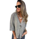 Chic Short Sleeve Linen Blazer for Women
