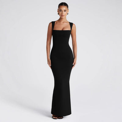 Chic Women's Long Sleeve Bodycon Dress with Square Neckline