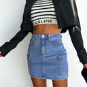 Women’s Figure-Hugging Denim Skirt with Pocket Design