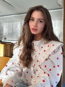 Heart Pattern Ruffle Women's Blouse
