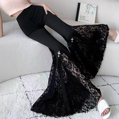 Ladies Flared Pants with Lace Details