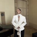 Women's Tailored Blazer Jacket with Bow Accent