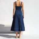 Women's Classic Denim Dress with Button Details and Utility Pockets