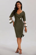 Glamorous Wrap Dress with Sheer Sleeves for Women