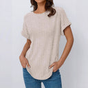 Women's Ribbed T-Shirt with Rolled Sleeves