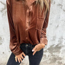 Satin Blouse with Classic Collar and Pocket