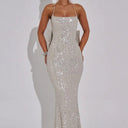 Stunning Evening Gown with Shimmering Sequins and Chic Accents