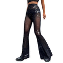 Glittering Palazzo Pants with Sheer Inserts for Women