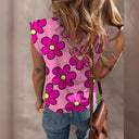 Floral Print Women's T-Shirt with Statement Sleeves