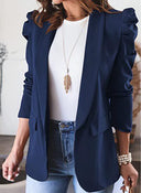 Chic Women's Blazer with Puff Sleeves