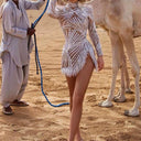 Stunning Sequin Dress with Sheer Accents and Fringes