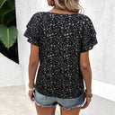 Floral Ruffle Short Sleeve Blouse for Women