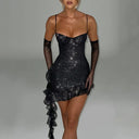 Chic Cocktail Dress with Ruffle Straps for Women