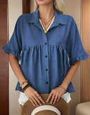 Chic Ruffled Short Sleeve Blouse for Women