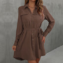Stylish Women's Shirt Dress with Adjustable Belt and Button Detail