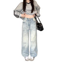 Trendy High-Waist Wide Jeans for Women