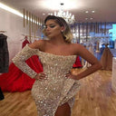 Shimmering Sequin Evening Dress with Chic Slit