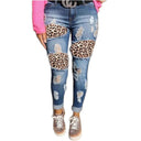 Wild Animal Print Destroyed Jeans for Women