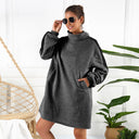 Chic Women's Sweatshirt Dress with High Collar