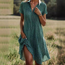 Chic Polo Collar Women's Shirt Dress in Airy Fabric