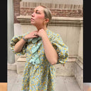 Floral Print Blouse with Statement Sleeves for Women
