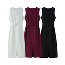 Chic Women's Sleeveless Wrap Dress with Waist Belt
