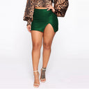 Chic Faux Leather Mini Skirt with Asymmetrical Slit and High Waist