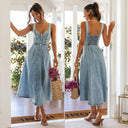 Chic Women's Denim Dress with Button Placket