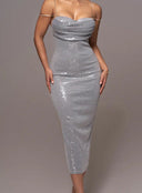 Stunning Sequin Midi Dress with Strapless Style