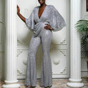 Stylish Sequined Jumpsuit with Flared Legs