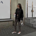 High-Waisted Leopard Print Jeans for Women