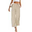 Chic High-Rise Pleated Wide Trousers for Women