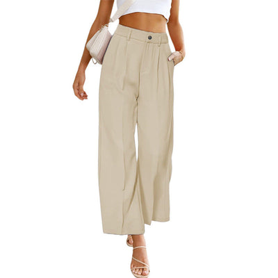 Chic High-Rise Pleated Wide Trousers for Women