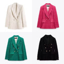 Chic Double Quilted Check Blazer for Women