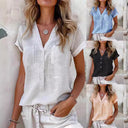 Women's Linen Blouse with Button Detail