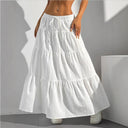 Chic Tiered Long Pleated Skirt with Waist Tie