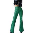 Women's High-Waisted Flared Pants with Chic Lacing Design