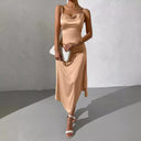 Satin Maxi Dress with Sensual Side Slit