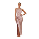 Chic Satin Evening Gown with Stylish Slit