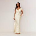 Chic Satin Maxi Dress with Deep V-Neck for Women