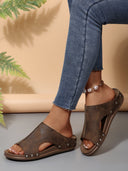 Chic Women's Slide Sandals with Cut-Out Design and Rhinestone Accents