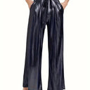 High-Gloss Pleated Women's Trousers for Chic Style