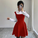Square Neck A-Line Dress with Flowing Skirt for Women