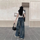 High-Waisted Wide-Leg Jeans with Unique Wash for Women