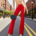 Trendy Women's Flared Leggings with Chic Cut-Out Design