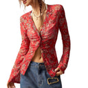 Chic Floral Print Long Sleeve Blouse for Women
