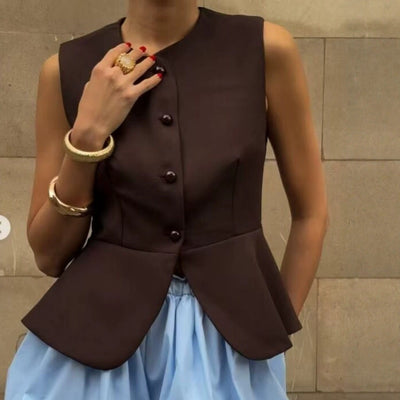 Chic Women's Sleeveless Blazer Jacket