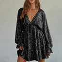 V-Neck Evening Dress with Ruffle Accents for Women