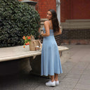 Adjustable Spaghetti Strap Denim Midi Dress